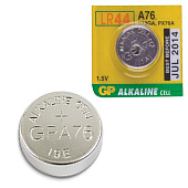 Батарейка GP (Джи-Пи) Alkaline A76 (G13, LR44), 1 штука в блистере, 1,5 В